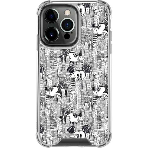 Disney Mickey Mouse Cityscape Sketch iPhone 14 Pro Clear Case